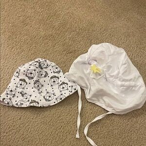 Kids White and Black Patterned Sun Hats